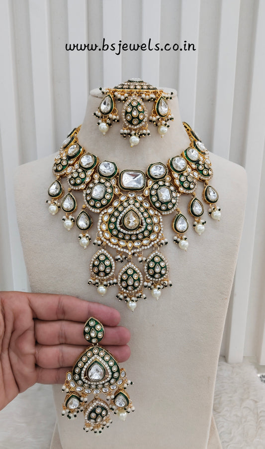 Green Kundan Necklace Jewellery Brarr Set