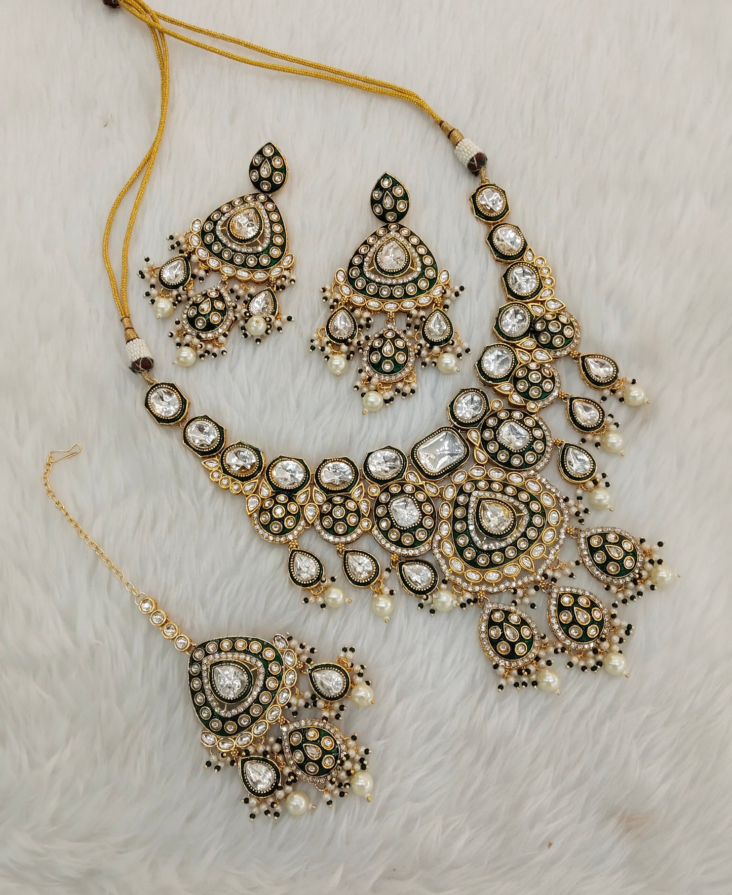 Green Kundan Necklace Jewellery Brarr Set