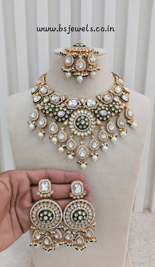 Green Kundan Necklace Jewellery Brarr Set