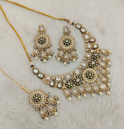 Green Kundan Necklace Jewellery Brarr Set