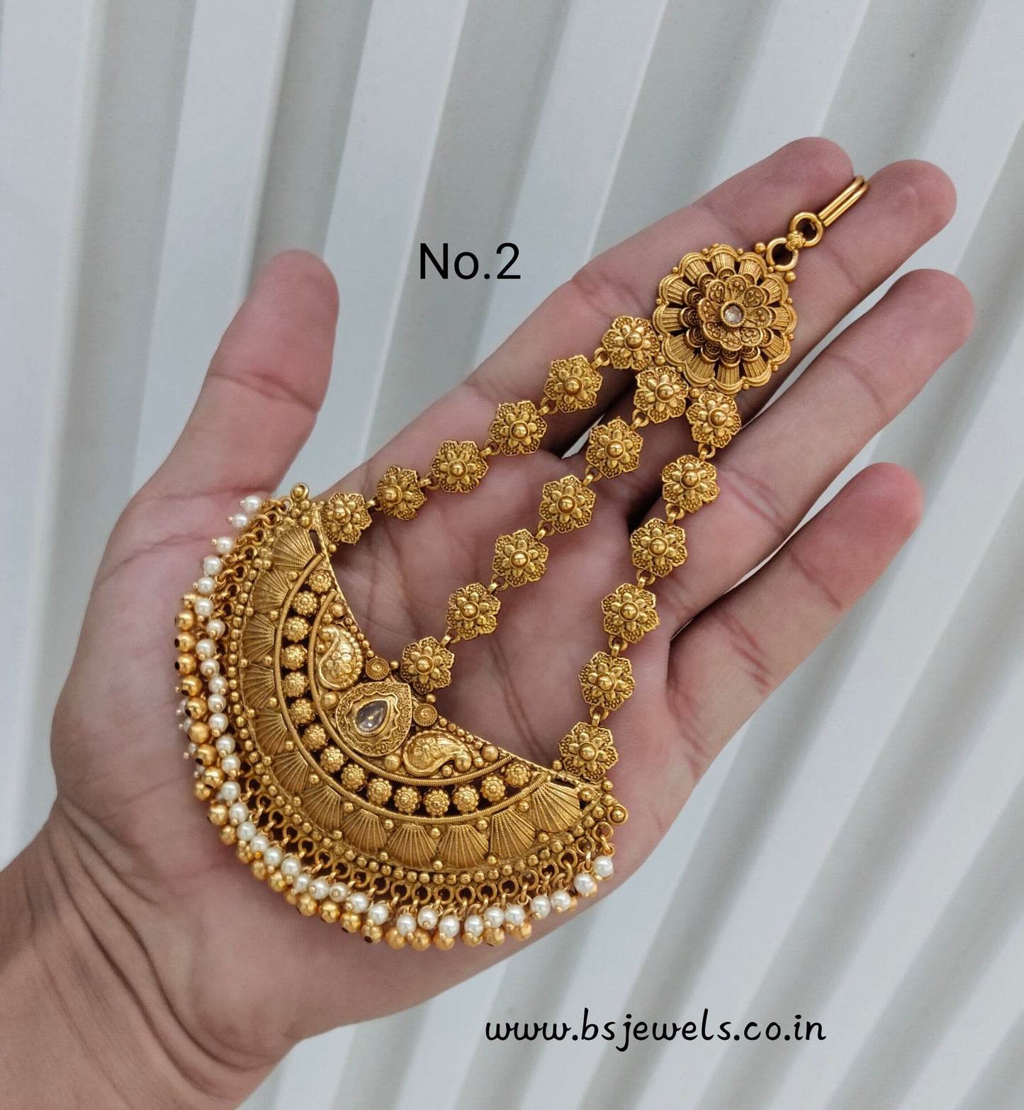 Gold Jhumar Headpassa Bridal Passa/Pakistani side Headpiece