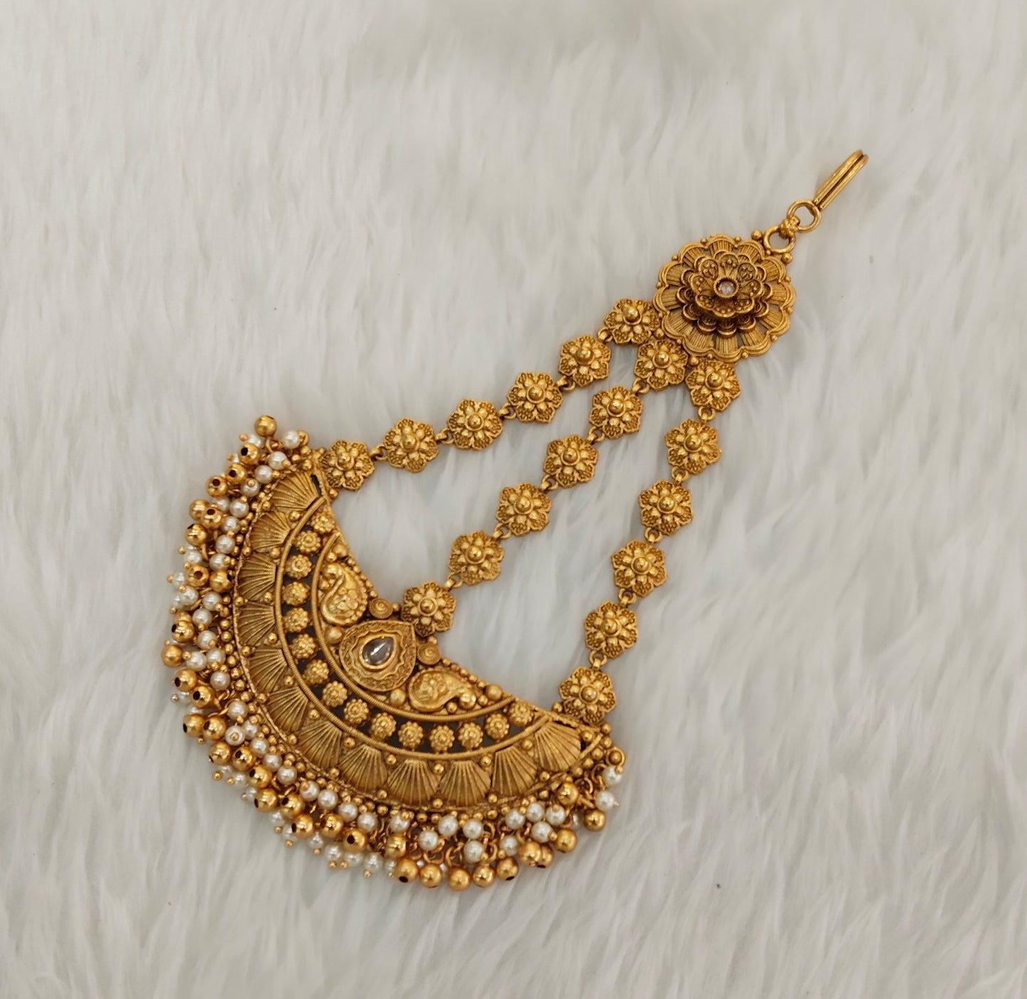 Gold Jhumar Headpassa Bridal Passa/Pakistani side Headpiece