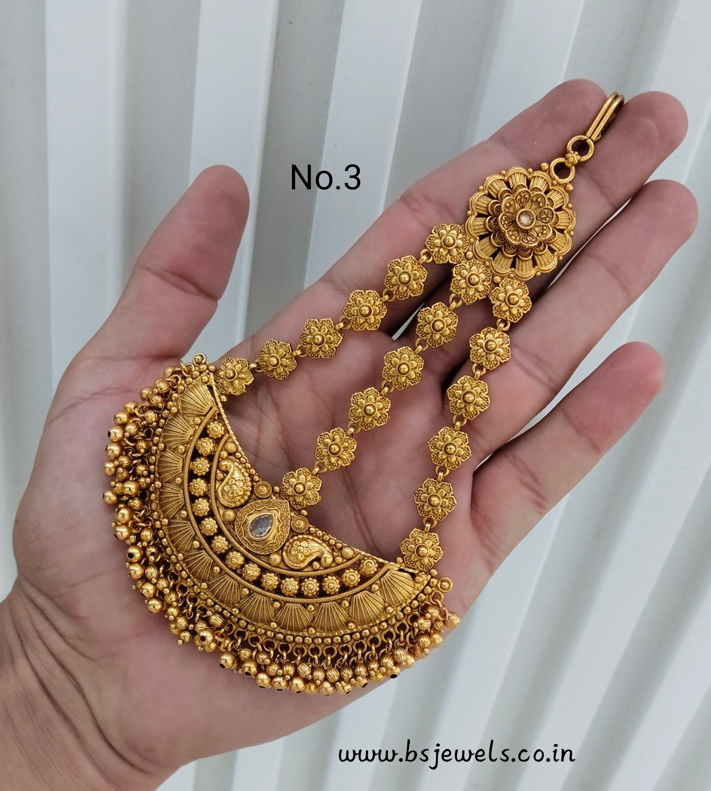 Gold Jhumar Headpassa Bridal Passa/Pakistani side Headpiece