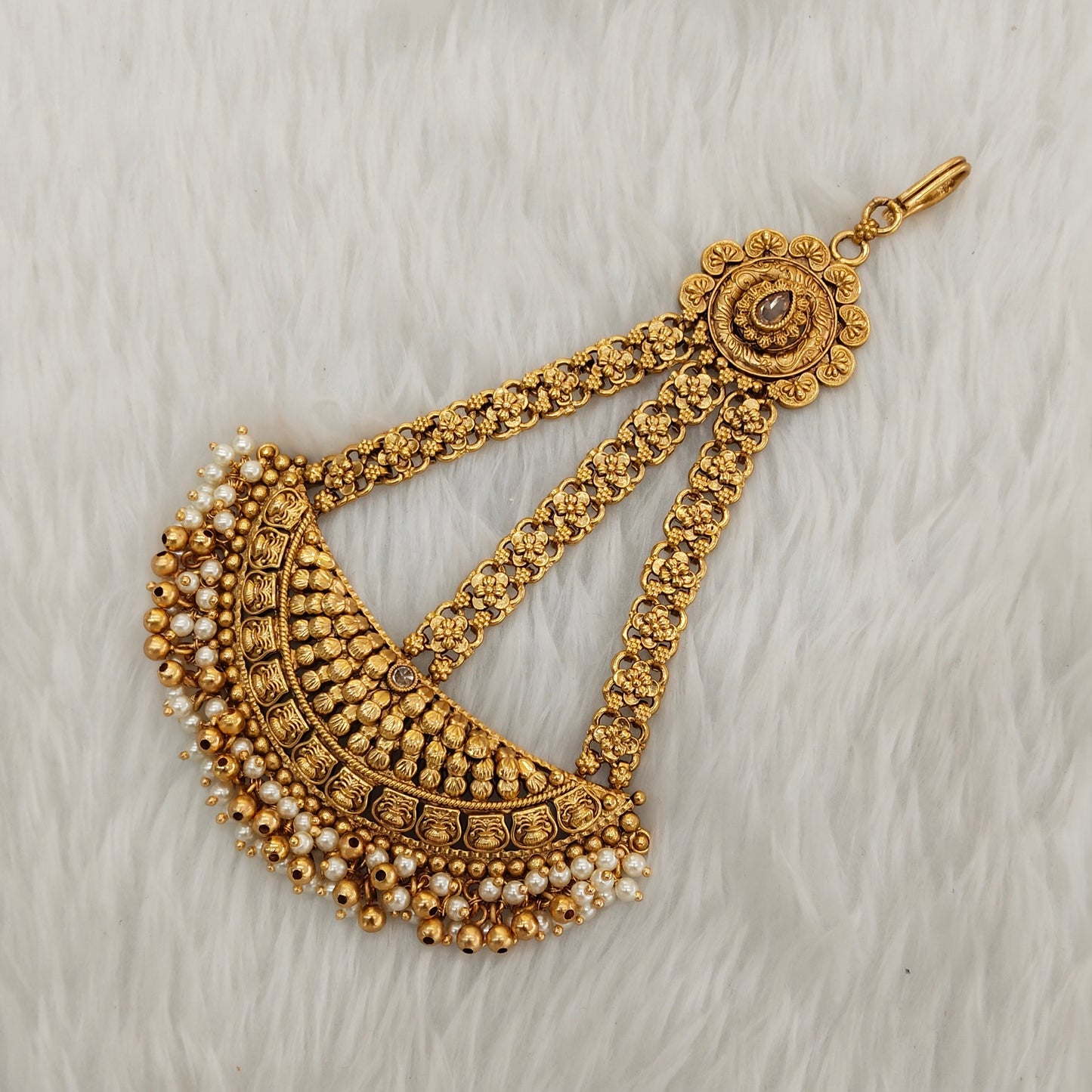 Gold Jhumar Headpassa Bridal Passa/Pakistani side Headpiece