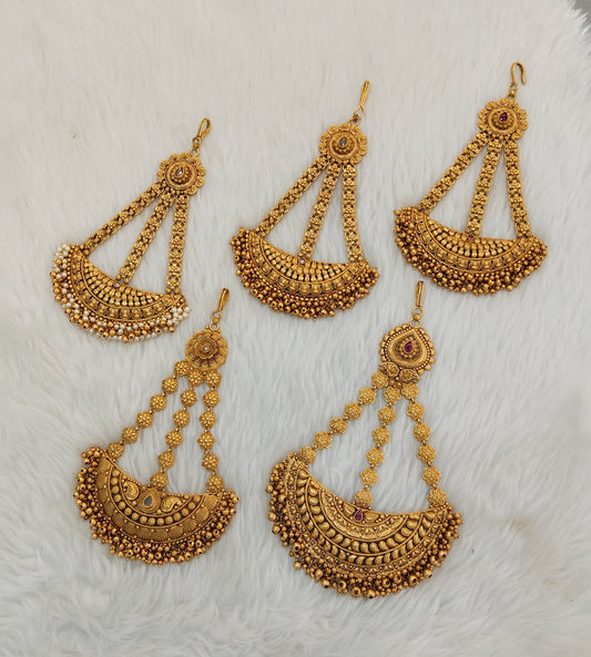 Gold Jhumar Headpassa Bridal Passa/Pakistani side Headpiece