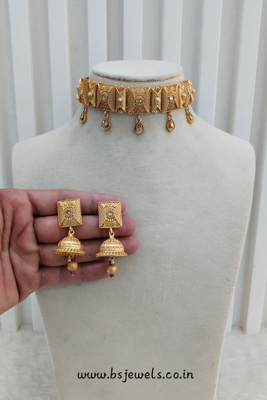Gold Polki Choker Jewellery Romeo Set