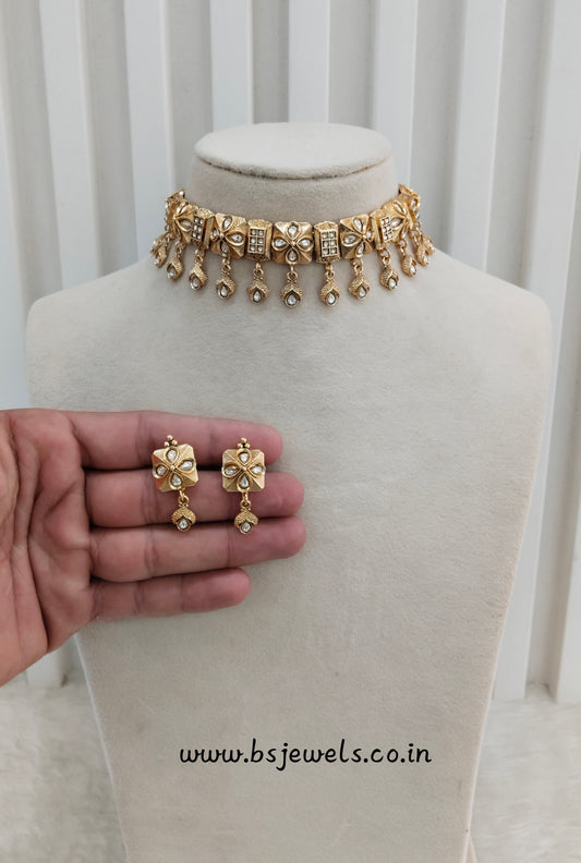 Gold Polki Choker Jewellery Romeo Set