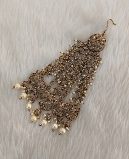 Antique Gold Jhumar Headpassa Pakistani side Headpiece