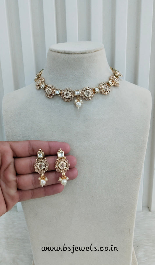 Gold Polki Necklace Jewelry Siva Set