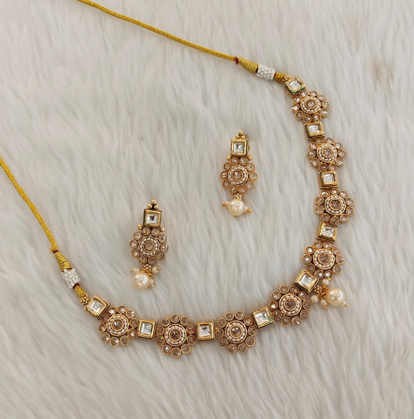 Gold Polki Necklace Jewelry Siva Set
