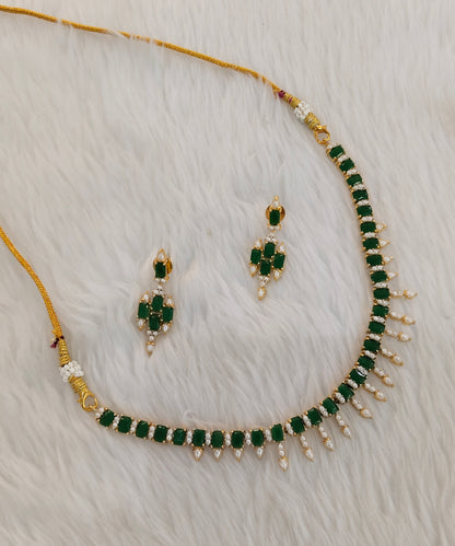 Green Pearl Necklace Jewellery Spike Set