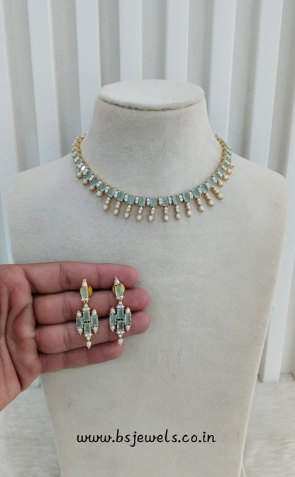Mint Pearl Necklace Jewellery Spike Set