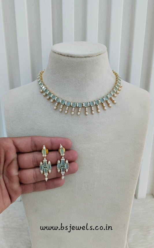 Mint Pearl Necklace Jewellery Spike Set