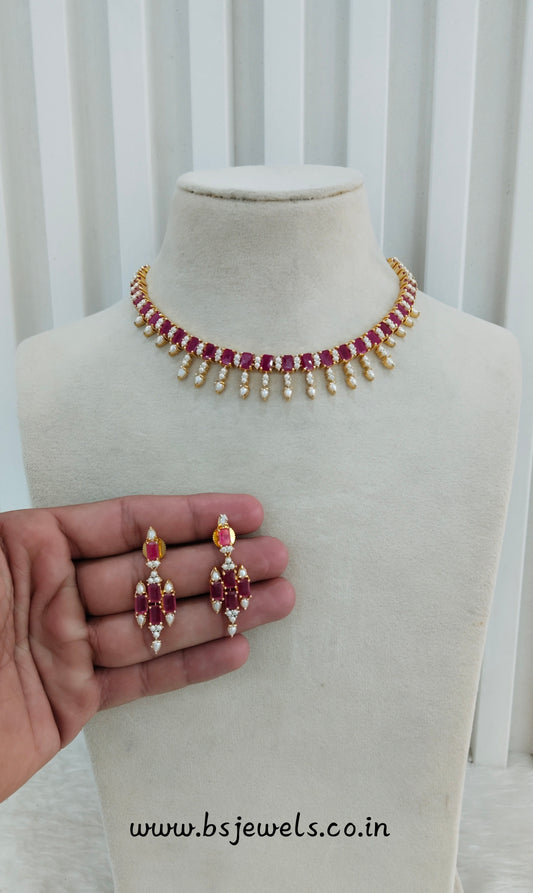 Ruby Pearl Necklace Jewellery Spike Set