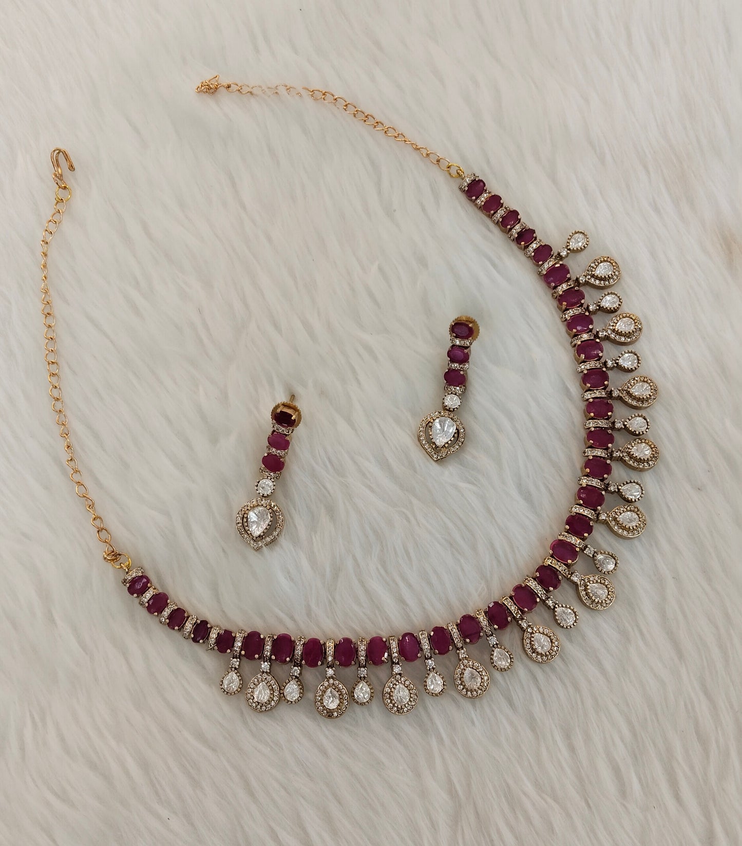 Ruby Gold Moissanite Kundan Necklace Jewellery Echer Set