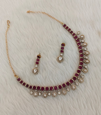 Ruby Gold Moissanite Kundan Necklace Jewellery Echer Set