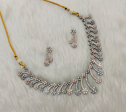Mettalic Roz CZ Necklace Jewellery Denmark Set