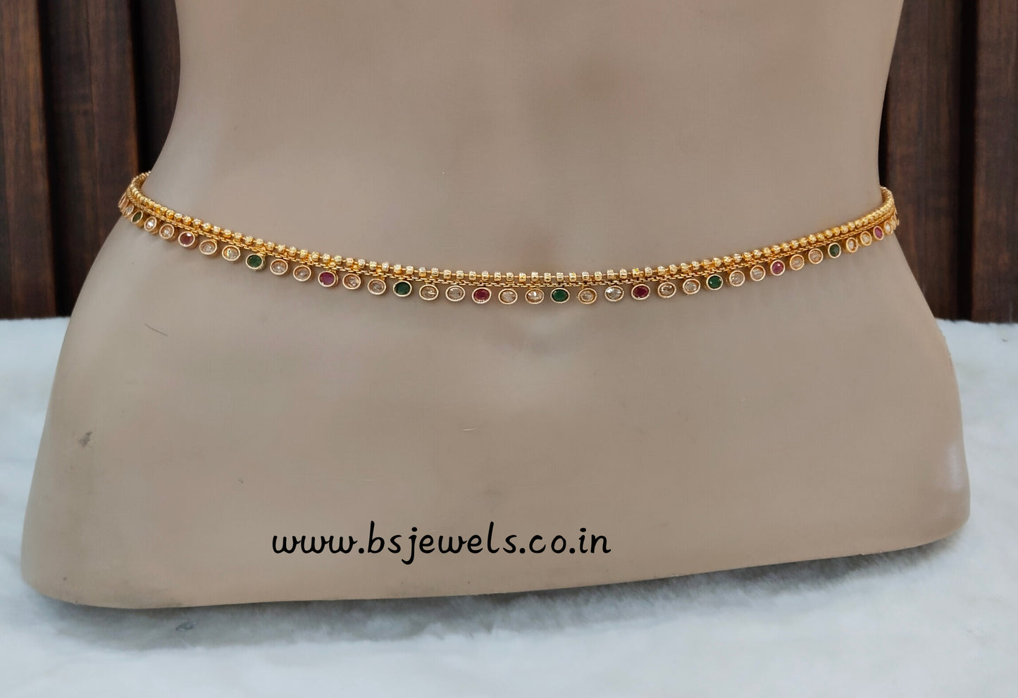 Ruby Green Gold Belly Chain kamarbelt Saree Chain