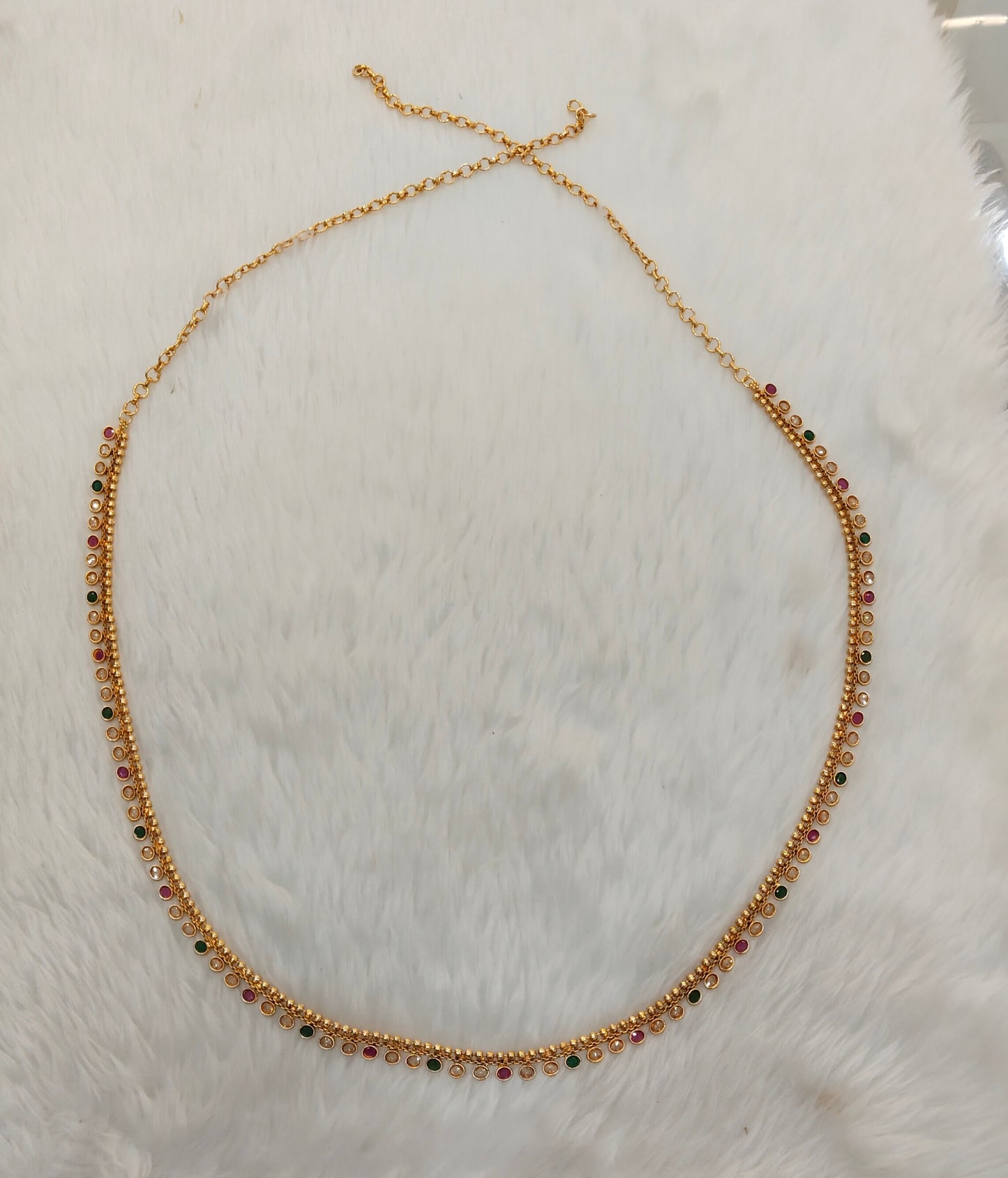 Ruby Green Gold Belly Chain kamarbelt Saree Chain