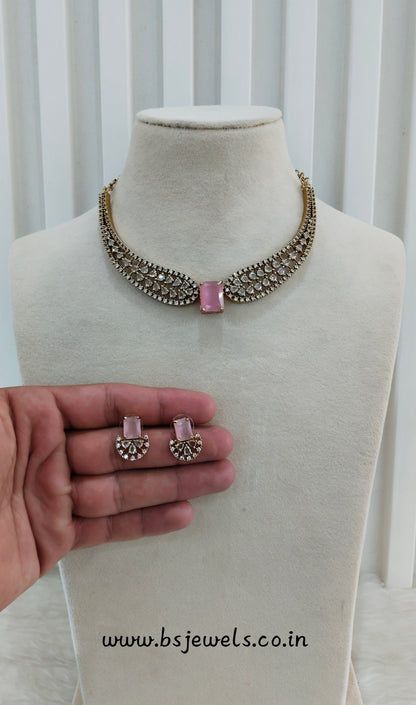 Pink CZ Necklace Jewellery Armada Set