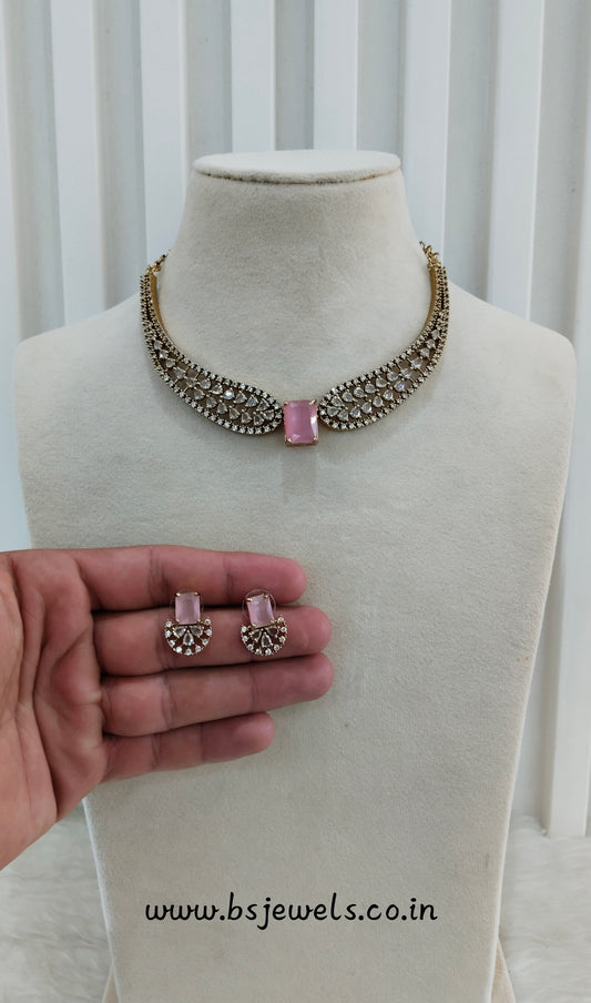 Pink CZ Necklace Jewellery Armada Set
