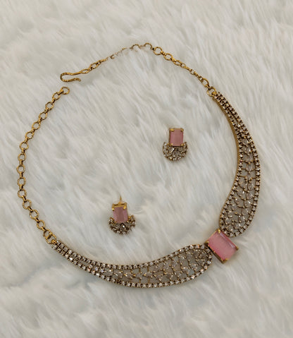Pink CZ Necklace Jewellery Armada Set