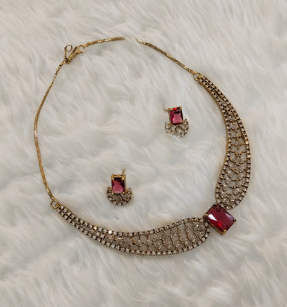 Ruby CZ Necklace Jewellery Armada Set