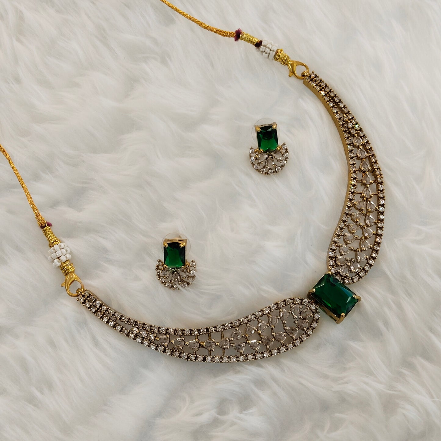 Green CZ Necklace Jewellery Armada Set