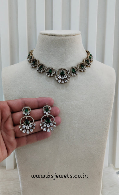 Green CZ Necklace Jewellery Armada Set