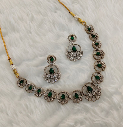 Green CZ Necklace Jewellery Armada Set