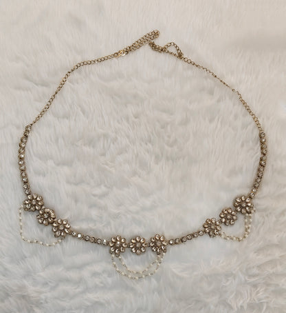 Antique Gold Crystal Stone Belly Chain kamarbelt Saree Chain