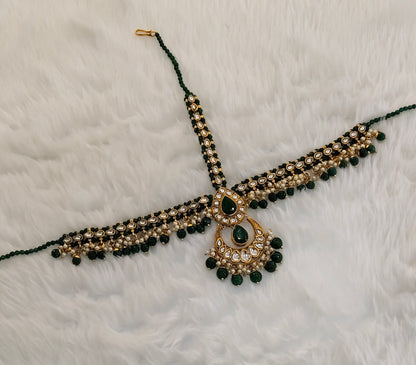 Green Kundan Headpiece Matha Patti