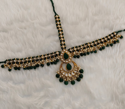 Green Kundan Headpiece Matha Patti