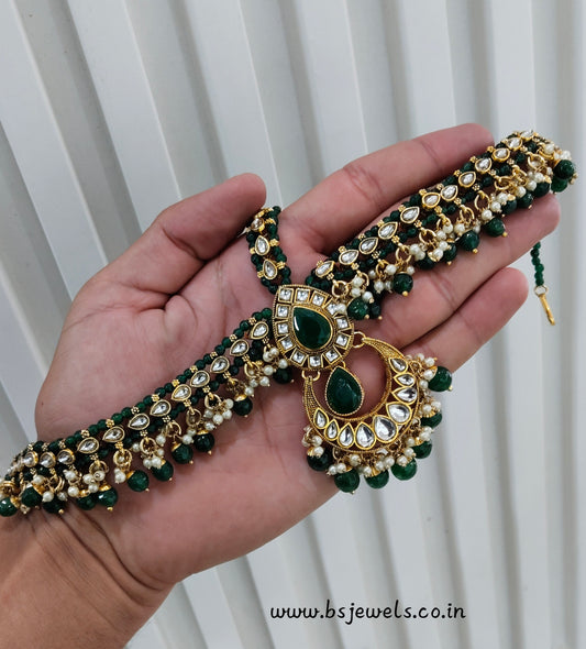 Green Kundan Headpiece Matha Patti