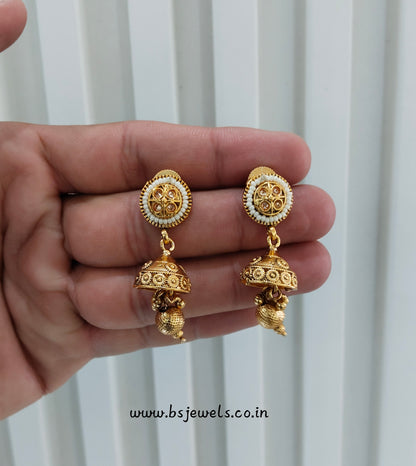 Gold Polki Jhumki Bollywood Earrings