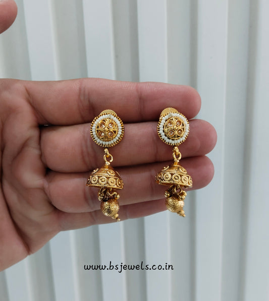 Gold Polki Jhumki Bollywood Earrings