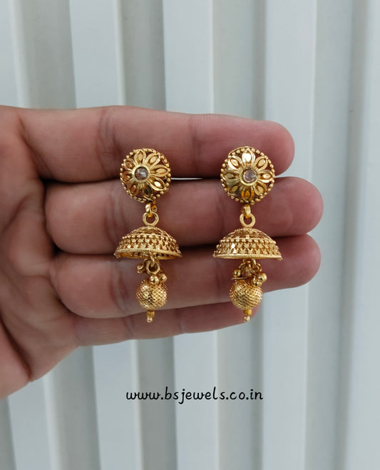Gold Polki Jhumki Bollywood Earrings
