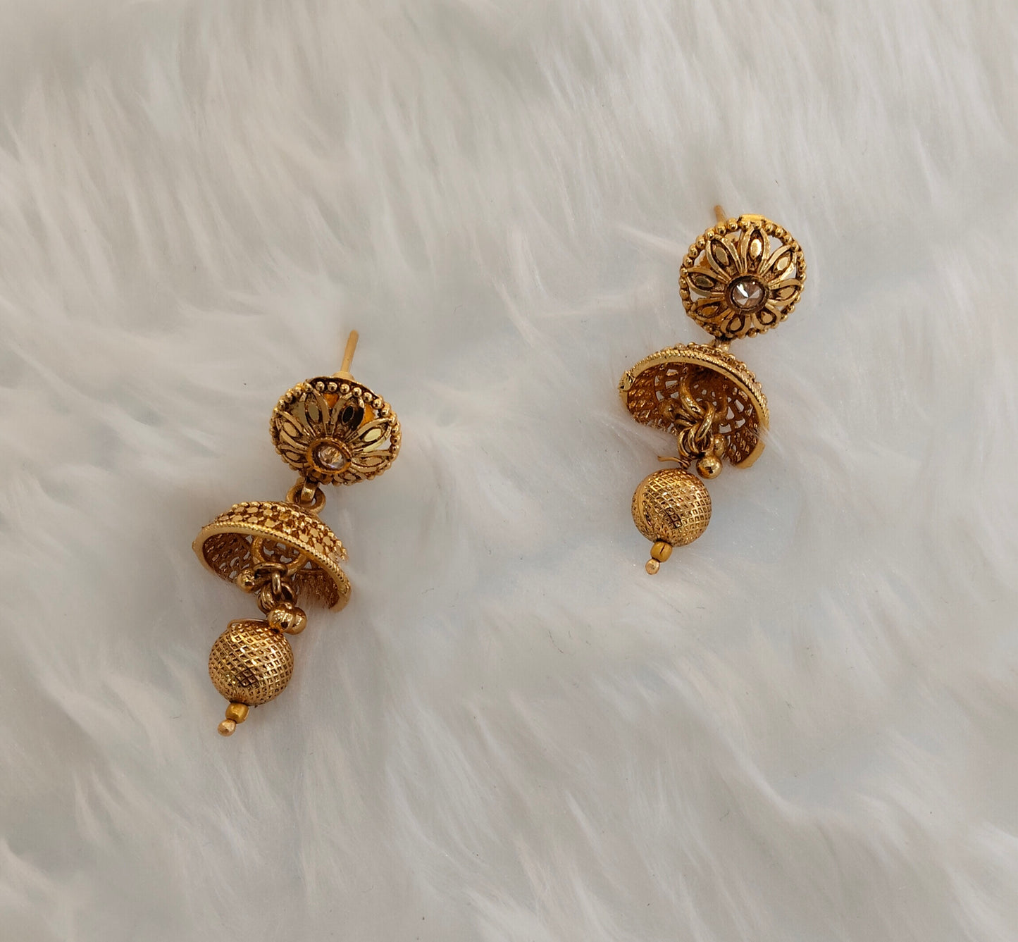 Gold Polki Jhumki Bollywood Earrings