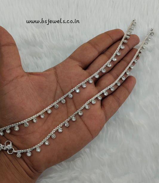 Silver White Anklets Jhanjar Payal Jewellery Prince Set