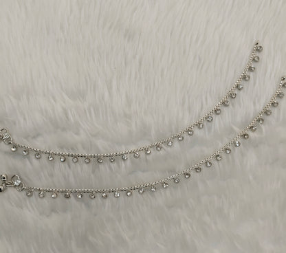 Silver White Anklets Jhanjar Payal Jewellery Prince Set