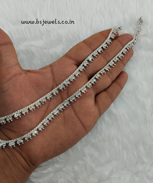 Silver White Anklets Jhanjar Payal Jewellery Prince Set