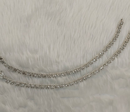 Silver White Anklets Jhanjar Payal Jewellery Prince Set