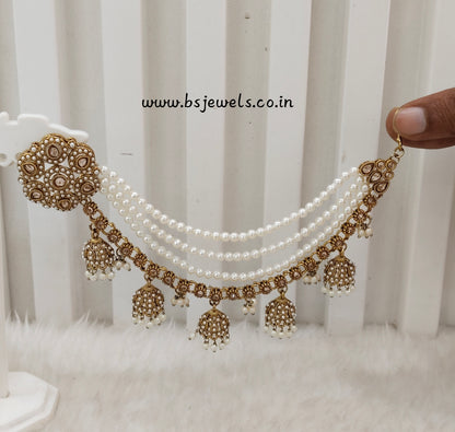White Antique Gold Bahuballi Style Bollywood Earrings