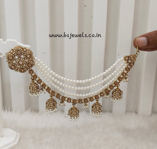 White Antique Gold Bahuballi Style Bollywood Earrings
