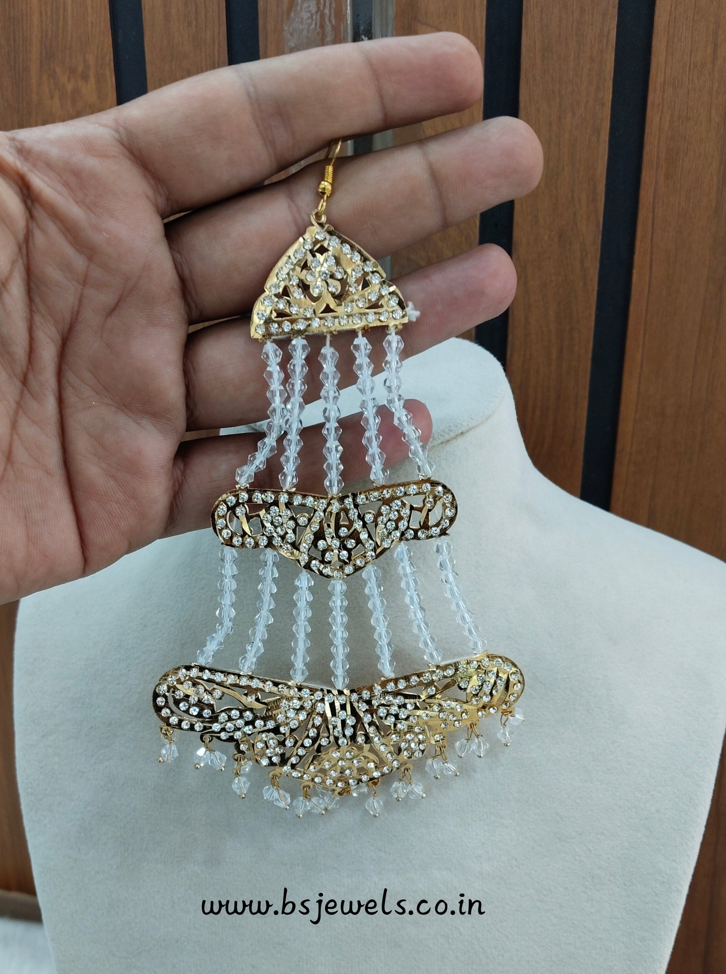 White Jadau Pakistani Jhumar Jewellery Fine Set