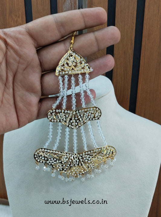 White Jadau Pakistani Jhumar Jewellery Fine Set