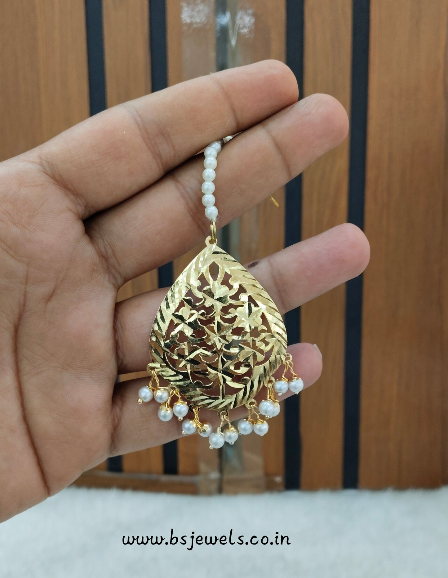 White Gold Jadau Tikka Jewellery Headpiece Fine Set