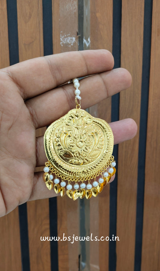 Gold Jadau Tikka Jewellery Headpiece Fine Set