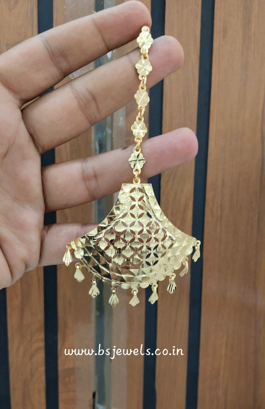 Gold Jadau Tikka Jewellery Headpiece Fine Set