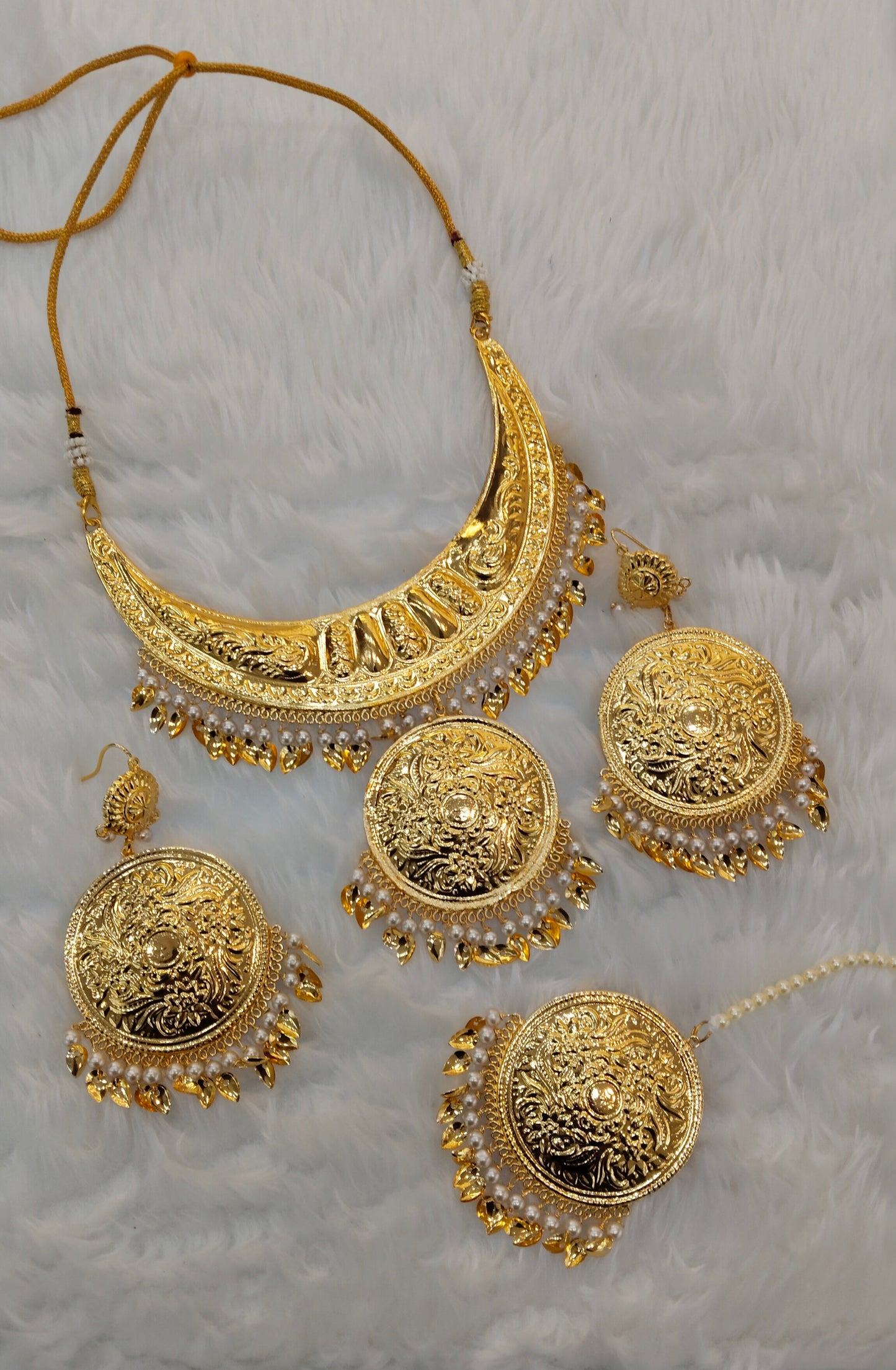 Gold Jadau Punjabi Style Necklace Jewellery Sultan Set